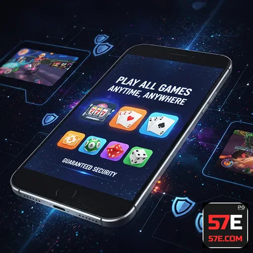 Mobile gaming interface showcasing casino games on a smartphone - 57e